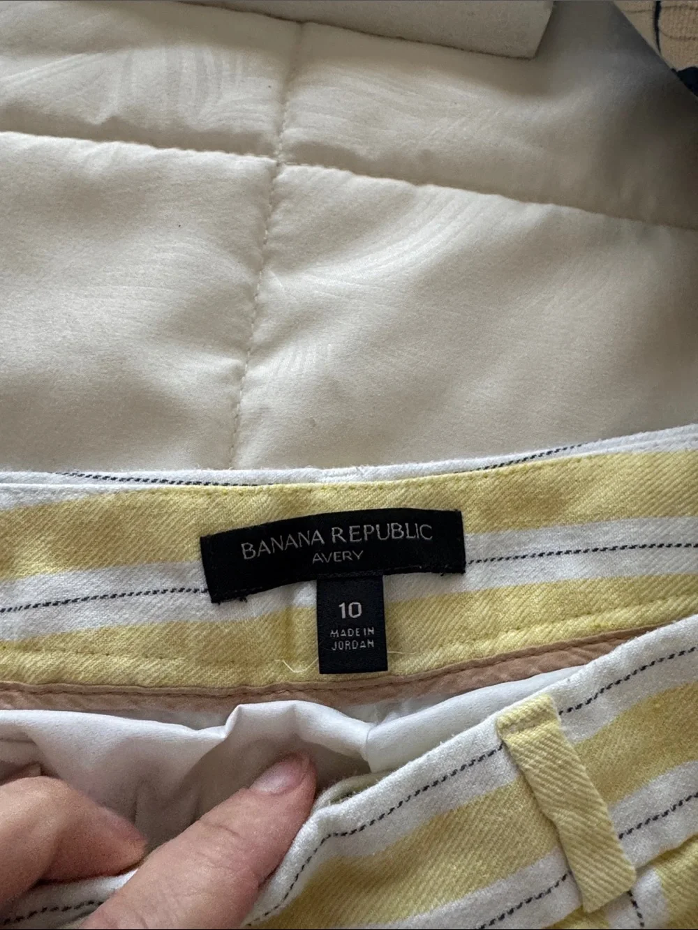 Banana Republic Yellow and White Striped Capris